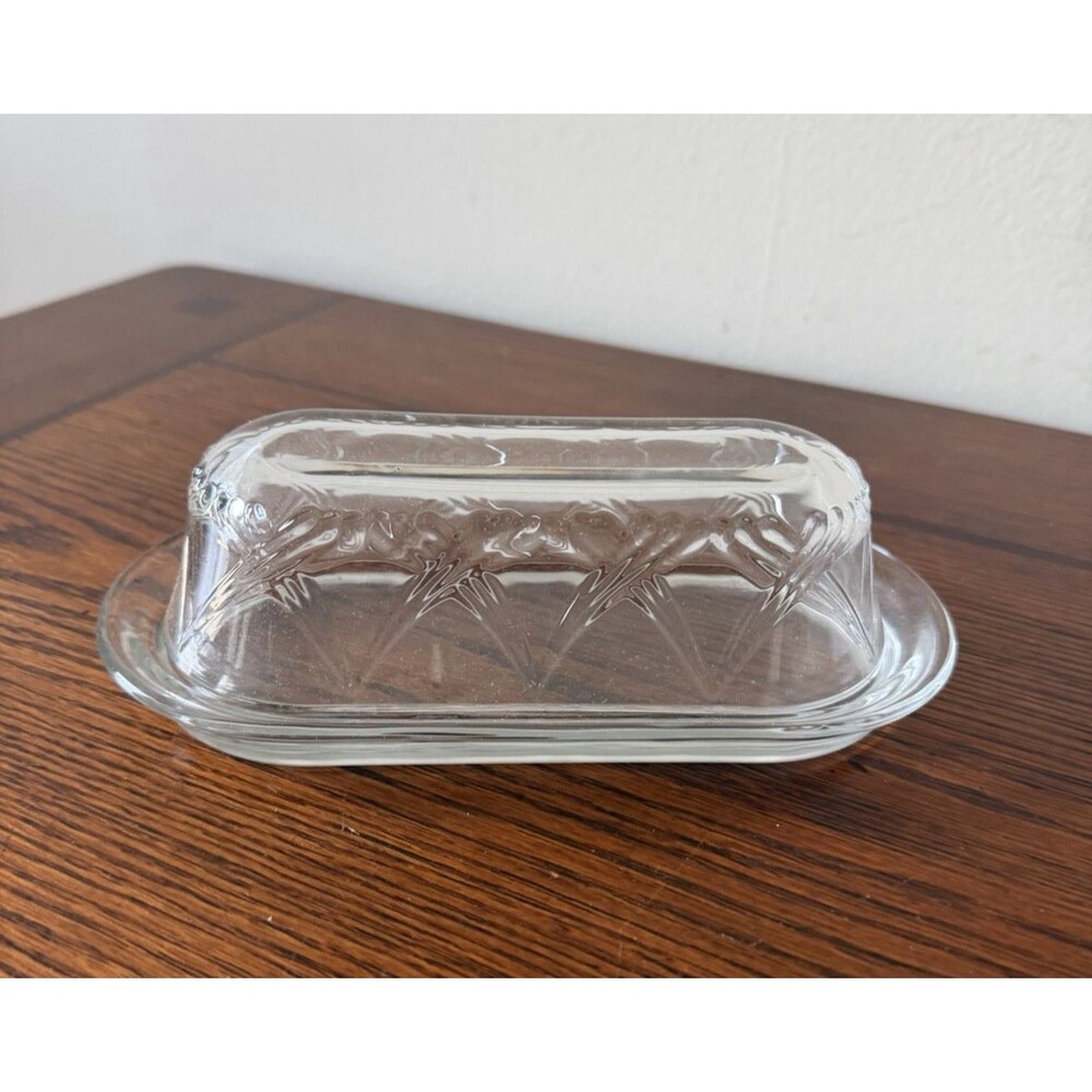Vintage Anchor Hocking Bristol Park Butter Dish Clear MINT